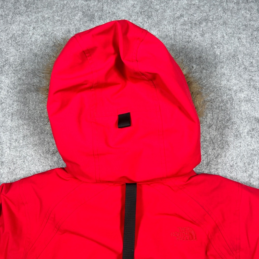 The North Face‎ jacket Womens Small Red hooded fur Down Insulated puffer quilt - Picture 13 of 16